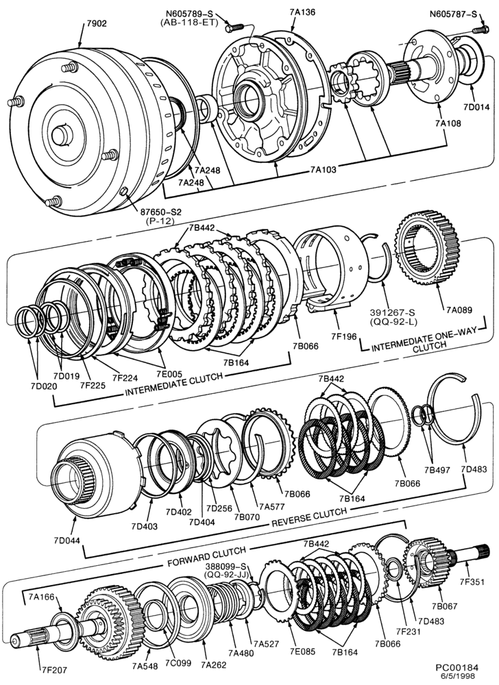 Схема 4R70W TYPE - INTERNAL PARTS-Clutches, gear, shaft & related parts - Page A