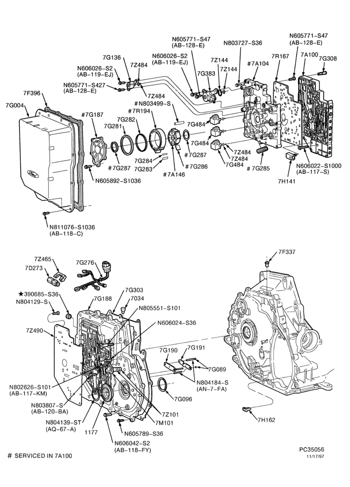 Схема AX4S TYPE - INTERNAL PARTS-Main control valve body (7A100)