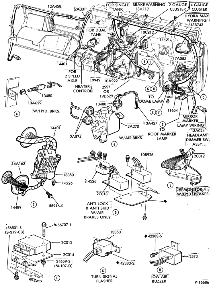 Схема ELECTRICAL SYSTEMS-Instrument panel wiring-body type 81 (cab)-F-FT600/900