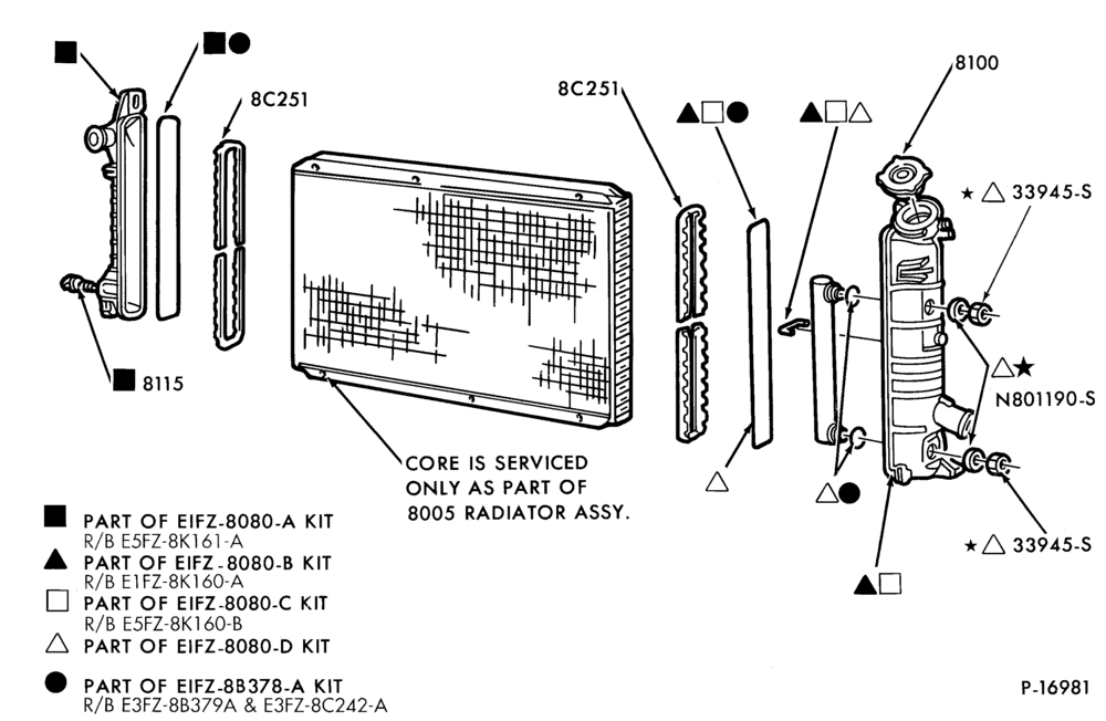 Схема Радиатор, GRILL AND COOLING-RADIATOR SERVICED DETAILS