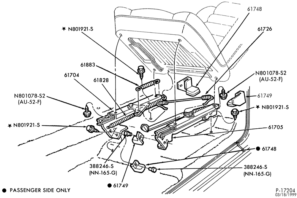 Схема SEATS-Front seat parts  - bucket- lower half-R