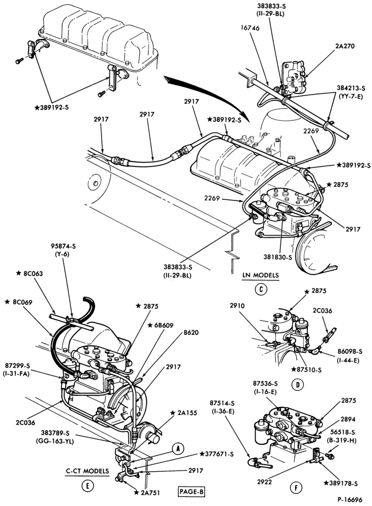 Схема BRAKE SYSTEMS-(1981/87)-8 cyl. 501 Detroit Diesel-Page B-F-FT600/900