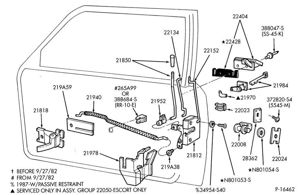 Схема BODY SIDES AND QUARTER-Handles and latch parts (front door)