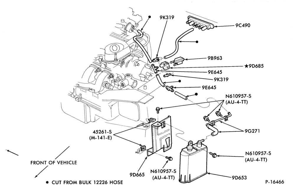 Схема 4 CYL. 1.6L (98 C.I.D.)-Fuel vapor canister and related parts