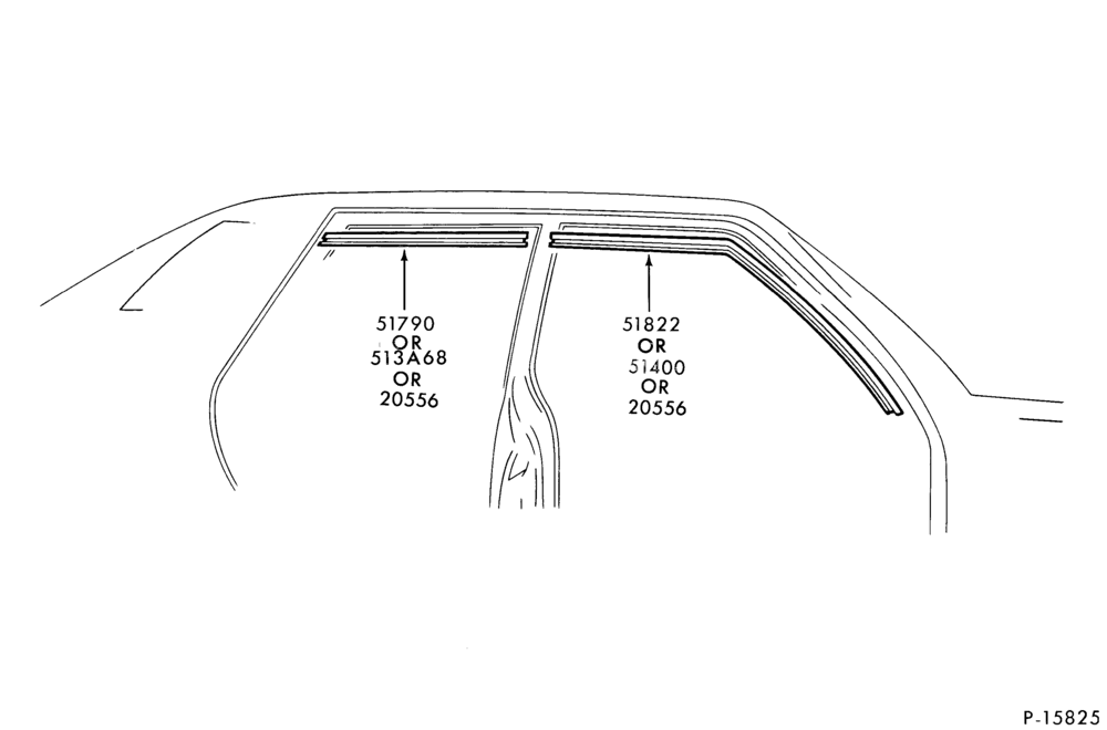 Схема LIFT/TAILGATE, LUGGAGE & BACK WINDOW-Roof side weatherstrips - body type 54
