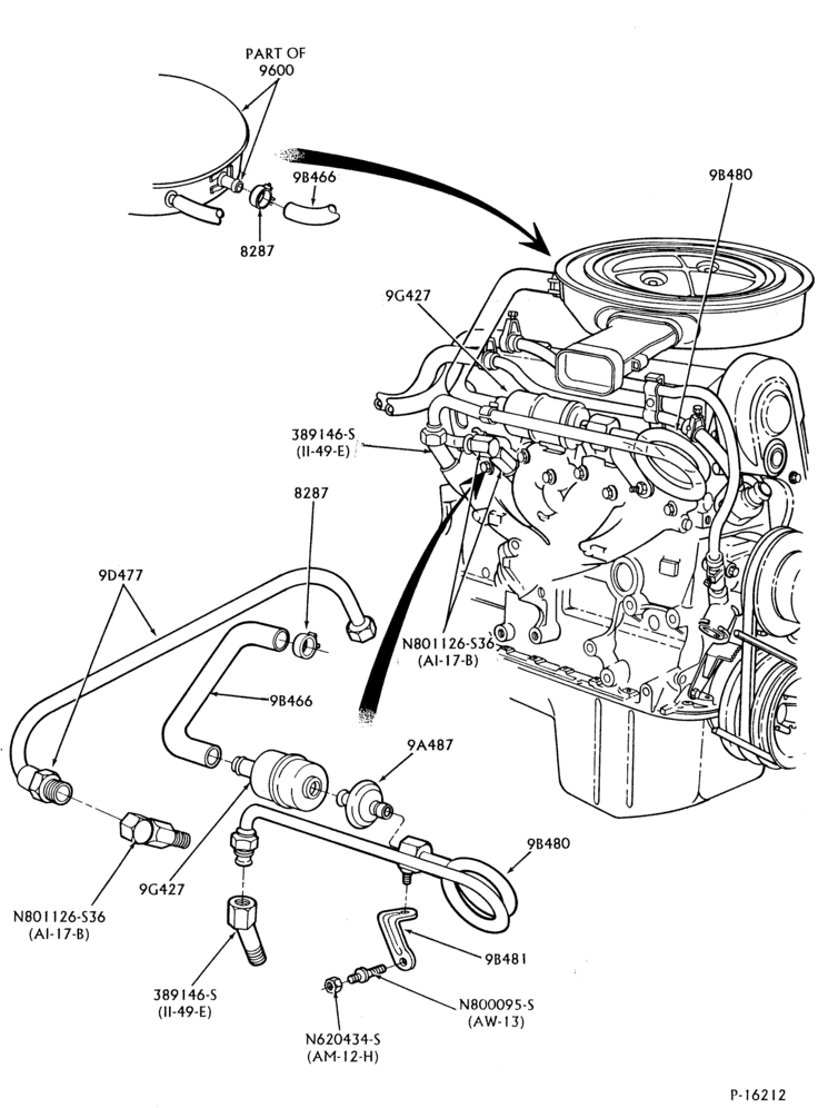 Схема 4 CYL. 2.3L (140 C.I.D.)-Thermactor emission (T/E)- pulsed air