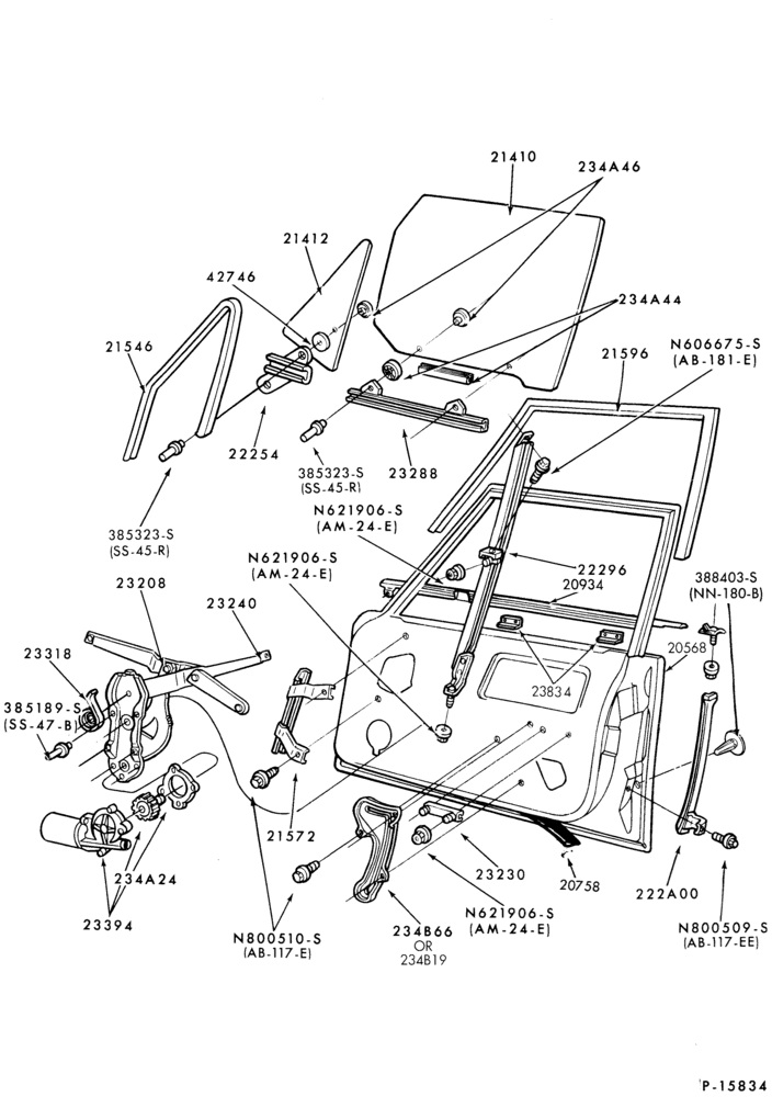 Схема BODY SIDES AND QUARTER-Window parts (front door) - body type 54
