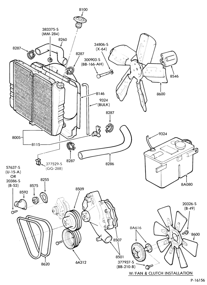 Схема Радиатор, GRILL AND COOLING-COOLING SYSTEM- 8 cyl. 302