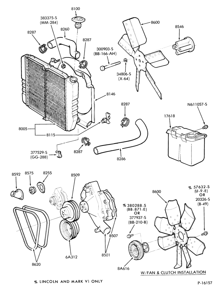 Схема Радиатор, GRILL AND COOLING-COOLING SYSTEM- 8 cyl. 302 (5.0L)