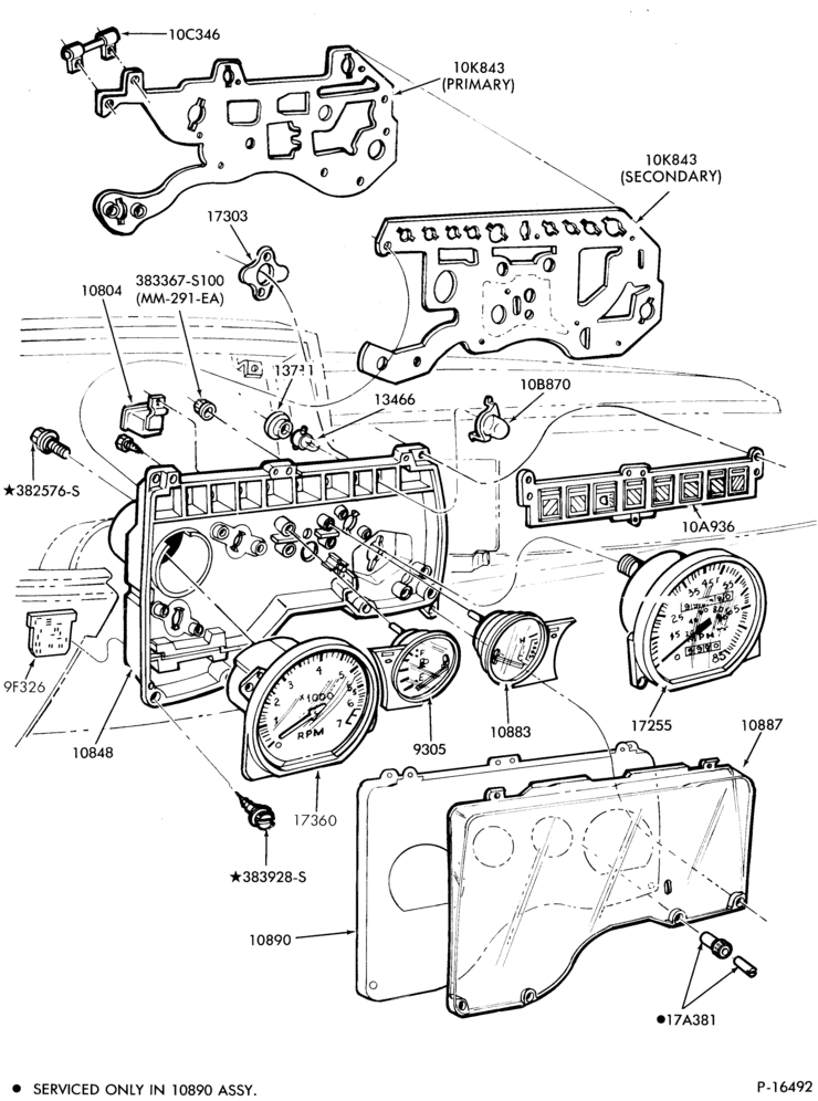 Схема DISTRIBUTOR AND IGNITION SYSTEM-Instrument cluster and related parts - w/tachometer