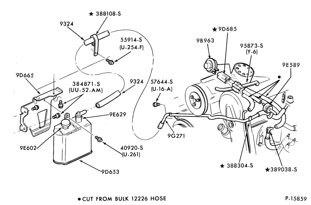 Схема 4 CYL. 2.3L (140 C.I.D.) - EXC. TC (TURBO)-Fuel vapor canister and related parts