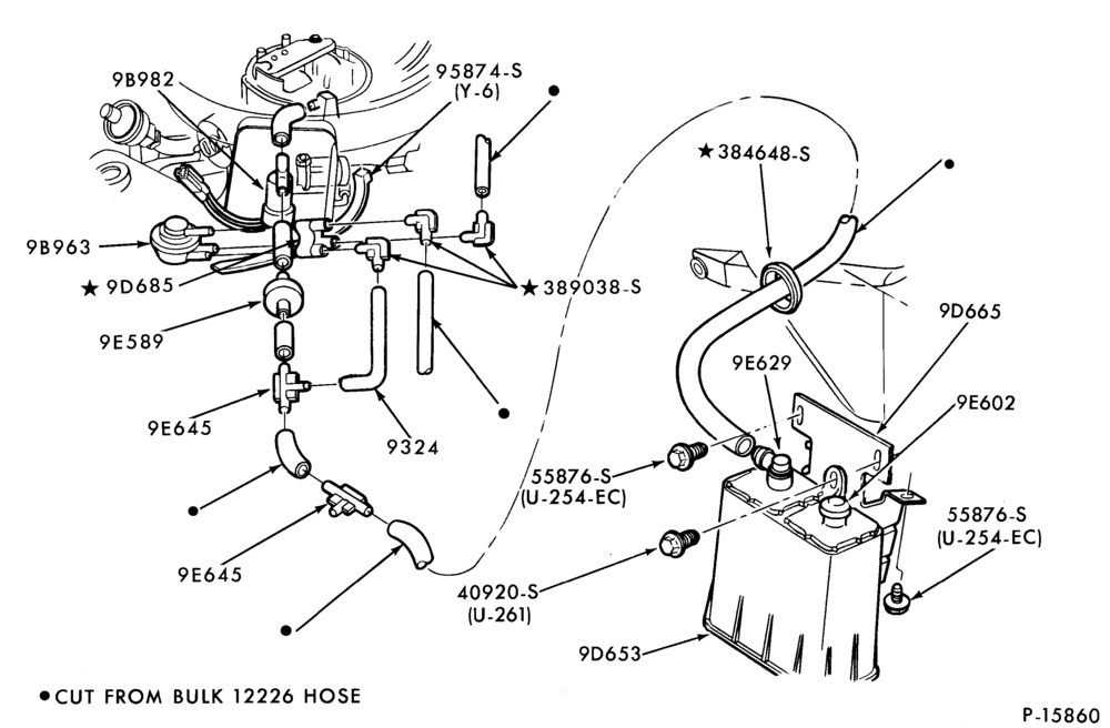 Схема 8 CYL. 5.0L (302 C.I.D.)-Fuel vapor canister and related parts