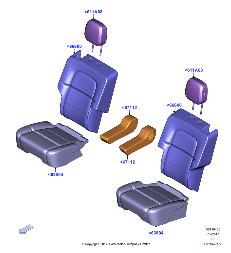 Схема Rear Seat Covers, 2nd Row Dl Captain Chair-Easy Entry; 25.09.2017