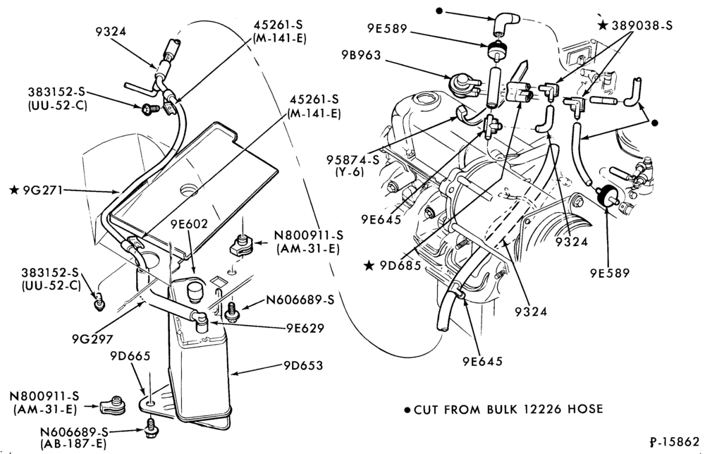 Схема 8 CYL. 5.0L (302 C.I.D.)-Fuel vapor canister and related parts