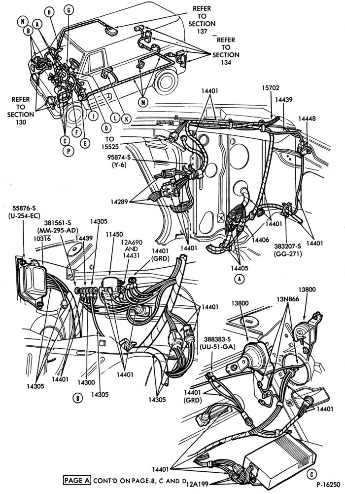 Схема ELECTRICAL SYSTEMS-Wiring system - engine L.H. & R.H. - fender apron and related parts-E100/350
