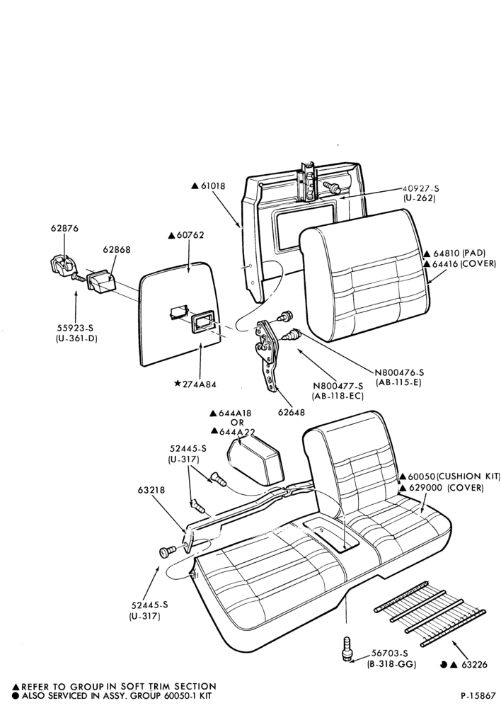 Схема SEATS AND SEAT BELTS-Front seat parts - flight bench - upper half