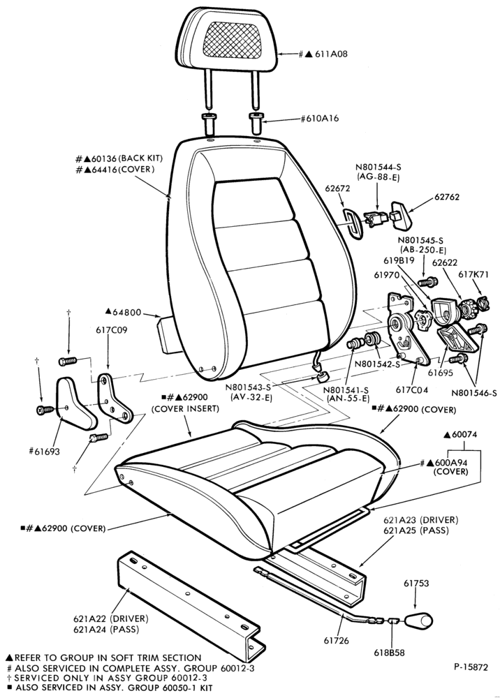 Схема SEATS AND SEAT BELTS-Front seat parts - upper half - Recaro