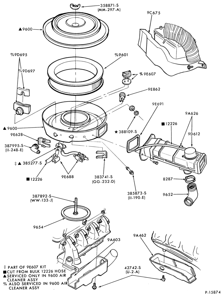 Схема 8 CYL. 5.0L (302 C.I.D.)-Air cleaner