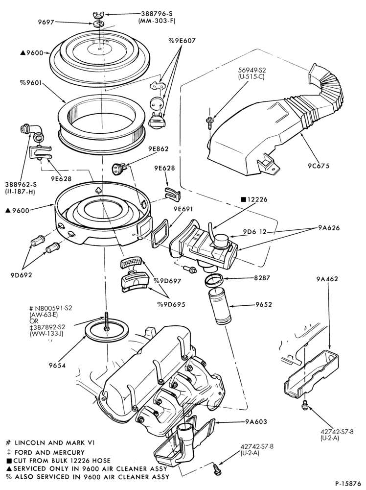 Схема 8 CYL. 5.0L (302 C.I.D.)-Air cleaner