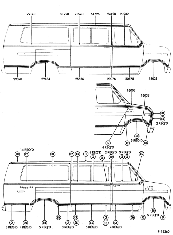 Схема EXTERIOR ORNAMENTATION - R.H. w/SLIDING or HINGED DOORS (SUPER VAN/WAGON)