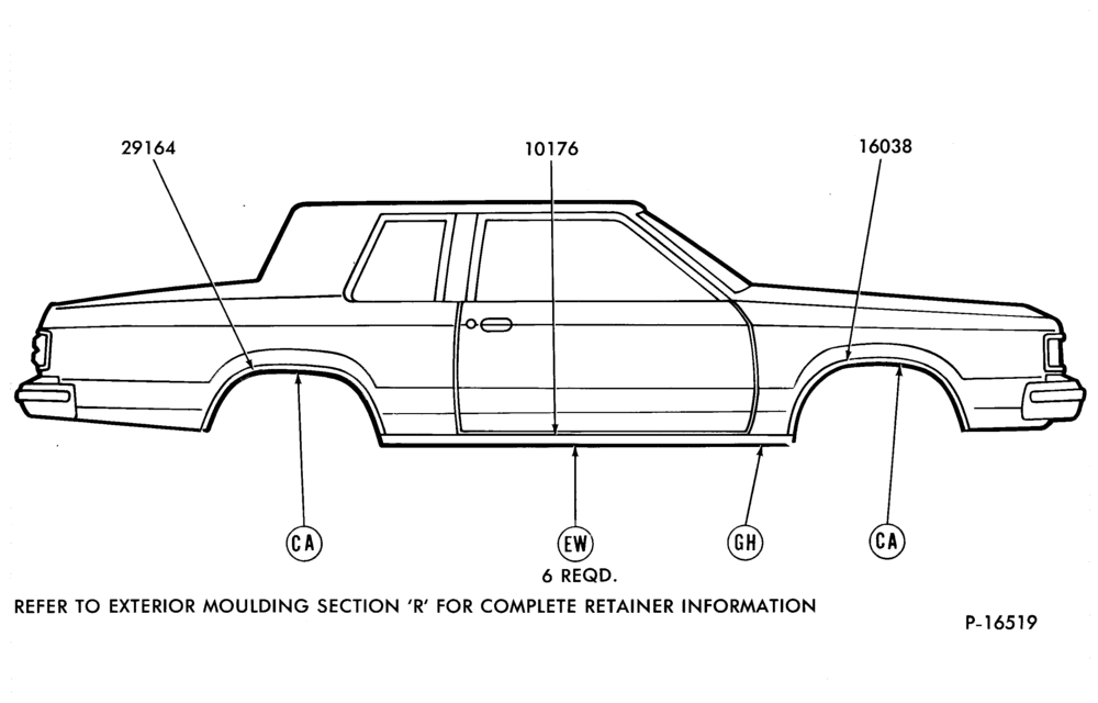 Схема ROCKER PANEL AND WHEEL OPENING - SIDE - BODY TYPES 54 AND 66