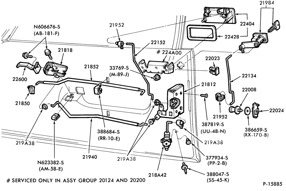 Схема BODY SIDES AND QUARTER-Handles and latch parts (front door) - body type 66