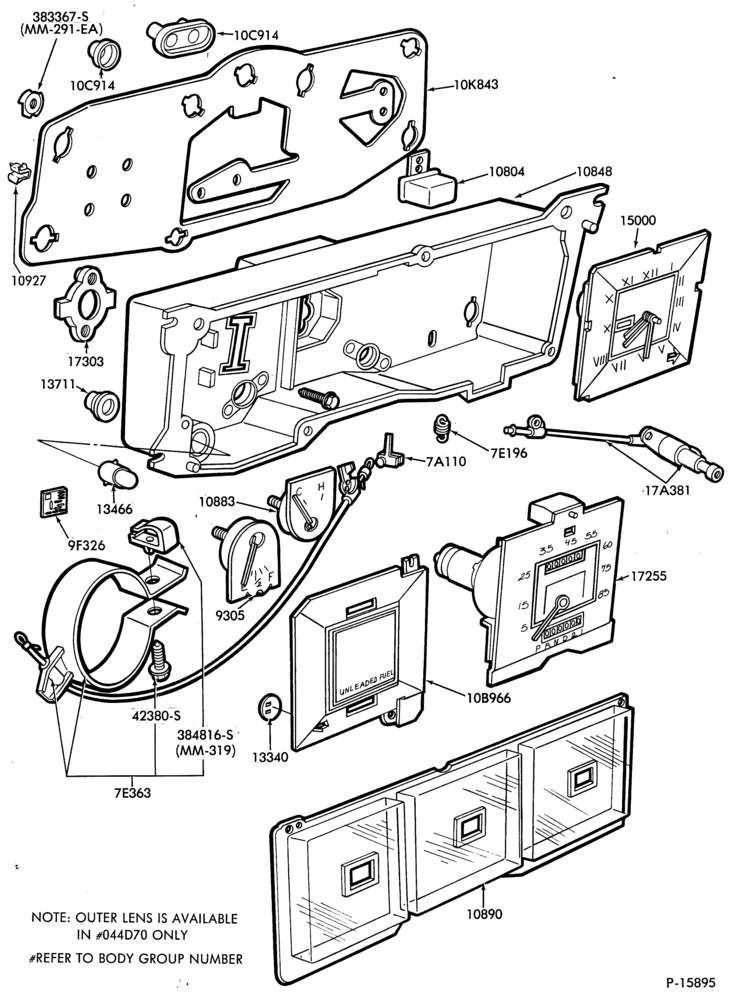 Схема Стартер, IGNITION AND HEADLAMP SWITCHES-Instrument cluster parts- w/o electronic cluster