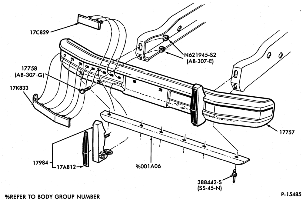 Схема BUMPERS-Bumper parts - rear - front-F100/350