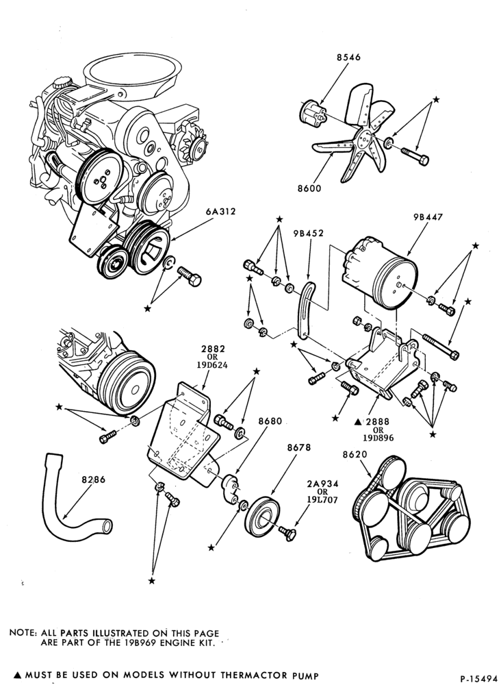 Схема AIR CONDITIONER-Compressor Installation - hang-on - 4 cyl.- 4 cyl.-exc. T.C.