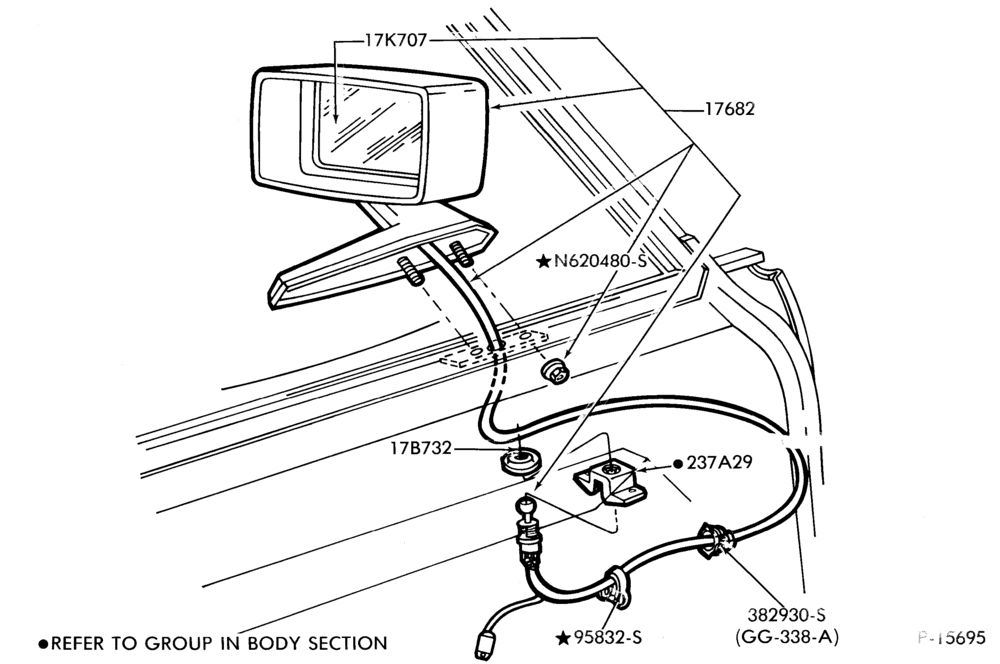 Схема SPEEDOMETER, BUMPERS, MIRRORS AND WIPERS-Mirror - remote control - L.H.
