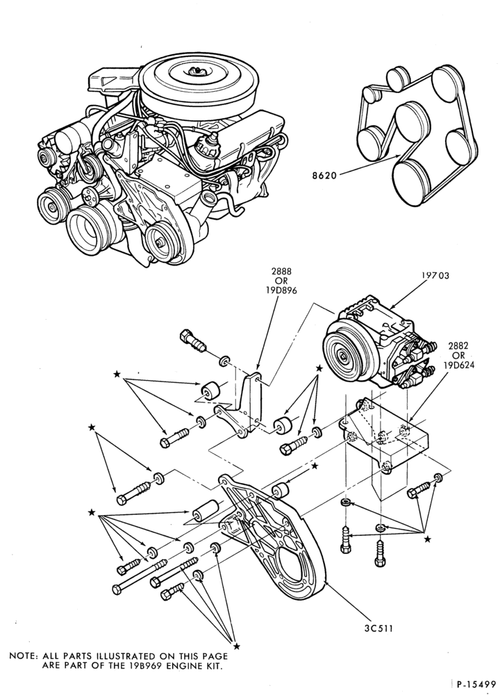 Схема AIR CONDITIONER-Compressor Installation - hang-on - 4 cyl.- 8 cyl.
