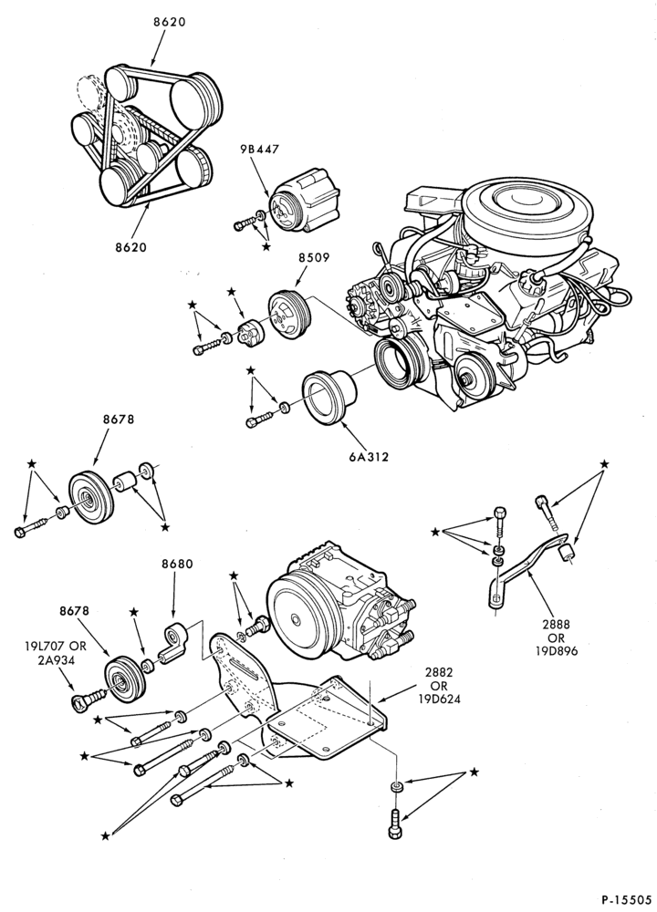 Схема AIR CONDITIONING-Compressor Installation  - built-in (dealer installed)-8 cyl. 400 (6.6L)-All