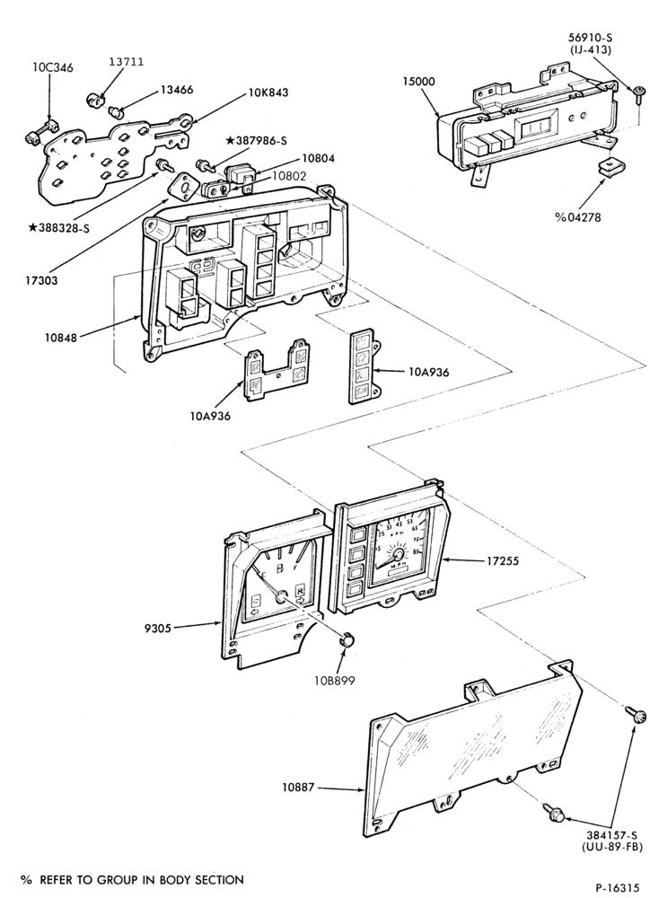 Схема Стартер, IGNITION AND HEADLAMP SWITCHES-Instrument cluster and related parts - w/o tachometer