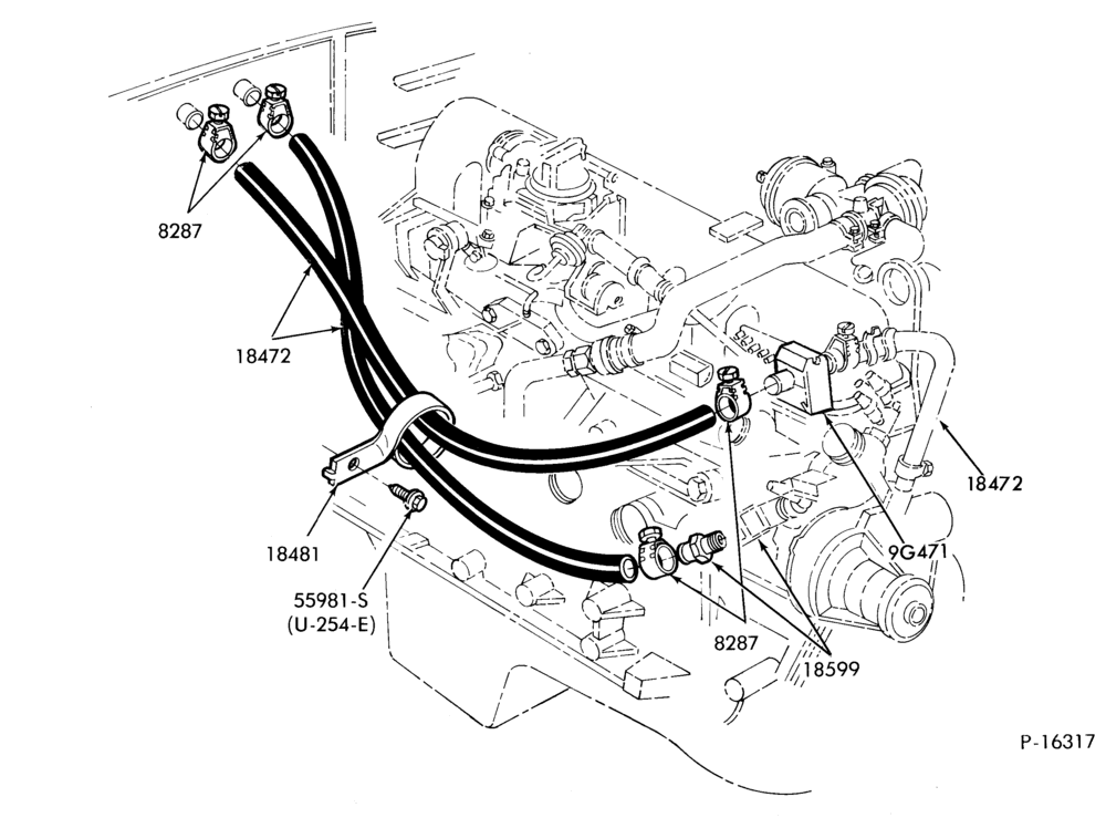 Схема AIR CONDITIONER-Heater hose installation - 6 cyl. 200