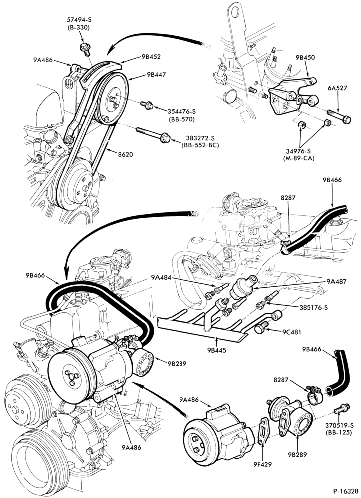 Схема 6 CYL. 3.3L (200 C.I.D.)-Thermactor  - air pump- exc. Calif.
