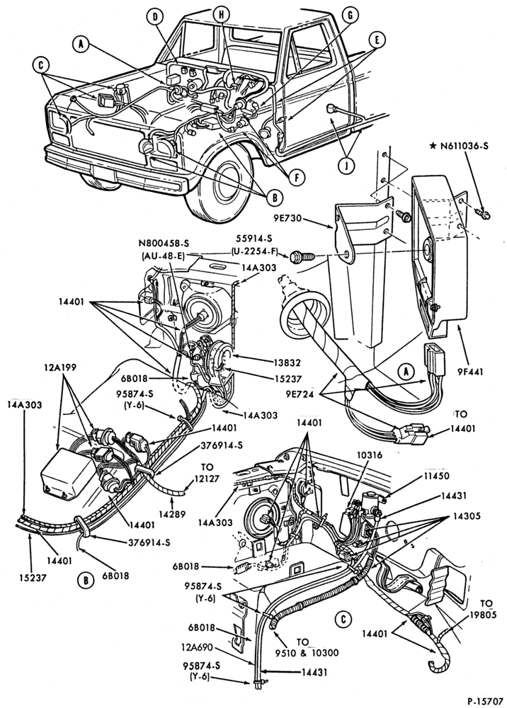Схема ELECTRICAL SYSTEMS-Wiring system - engine compartment-all-F100/350,