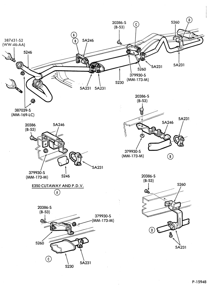 Схема EXHAUST SYSTEM-(1983/86)-420 (6.9L) diesel-E250/350