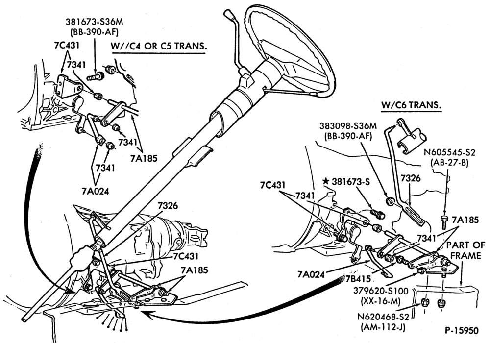 Схема C5 TYPE TRANSMISSION-Gearshift controls - steering column mounted-F100