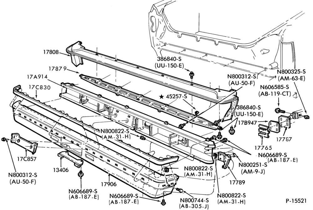 Схема SPEEDOMETER, BUMPERS, MIRRORS AND WIPERS-Bumper- rear