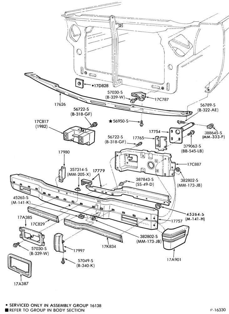 Схема SPEEDOMETER, BUMPERS, MIRRORS AND WIPERS-Bumper- front - Page B