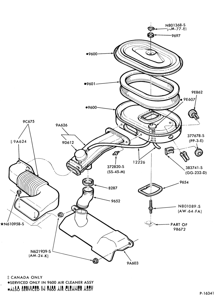 Схема 4 CYL. 1.6L (98 C.I.D.)-Air cleaner - exc. H.O. and E.F.I.