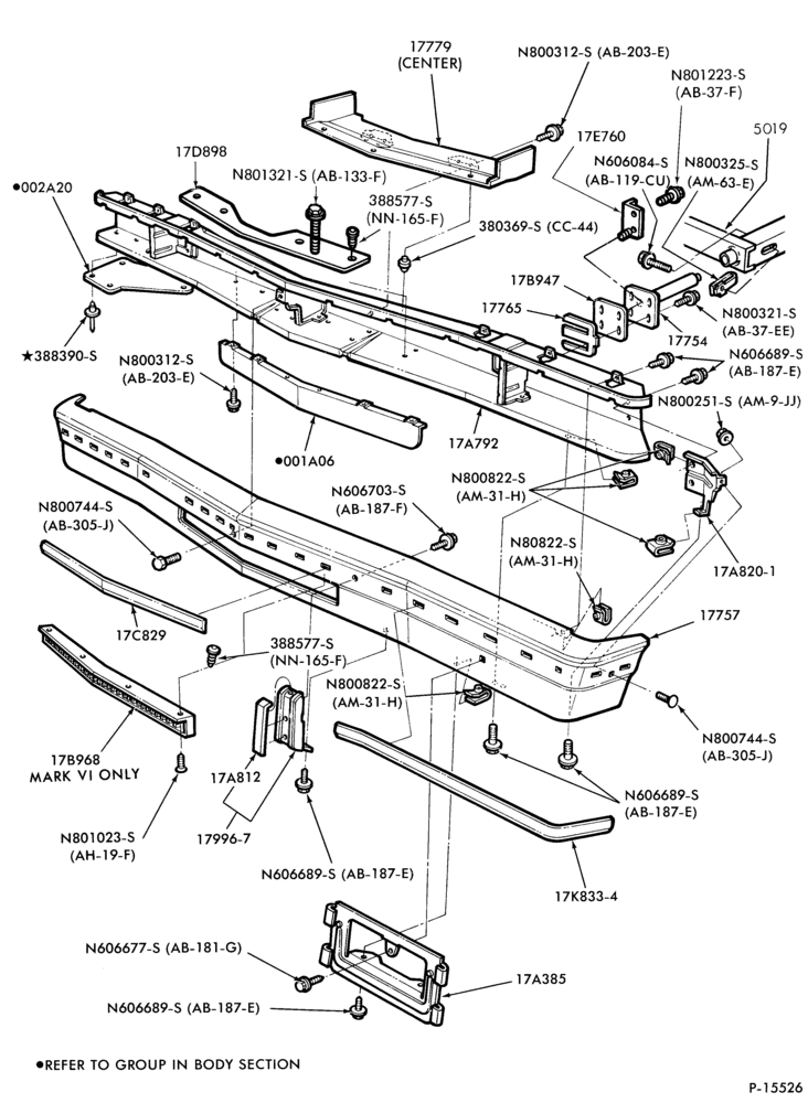 Схема SPEEDOMETER, BUMPERS, MIRRORS AND WIPERS-Bumper- front