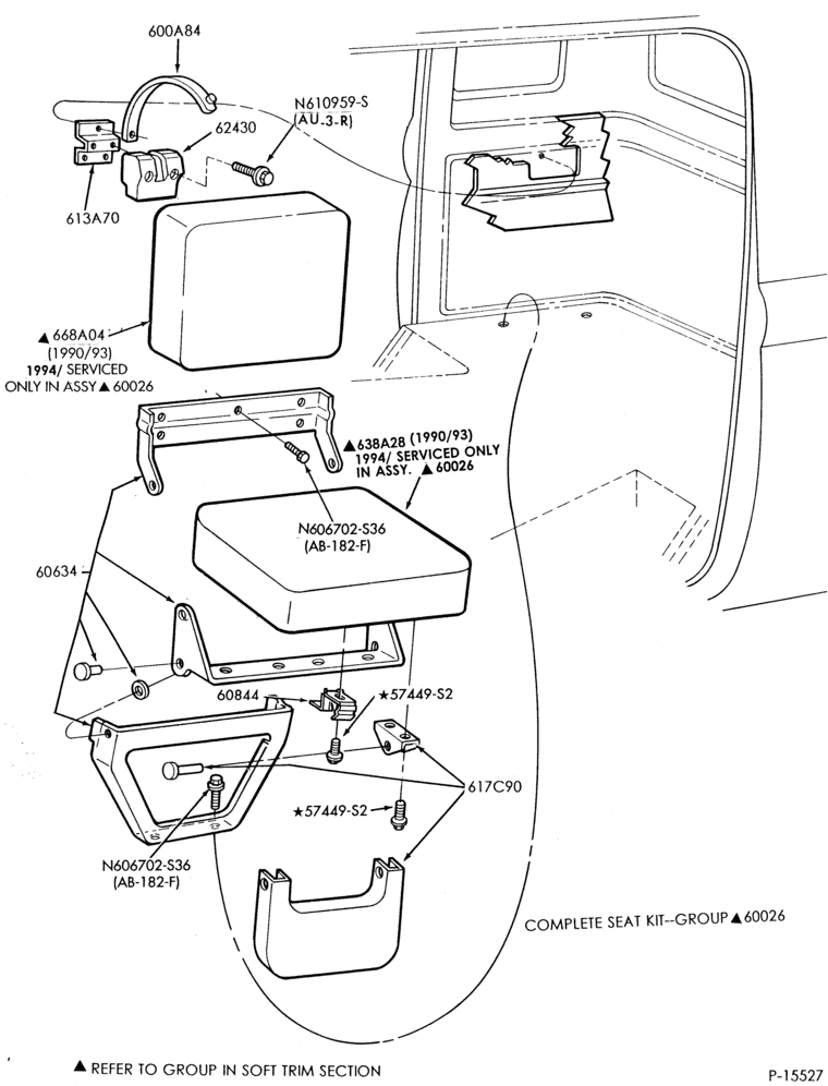 Схема SEATS-Rear seat parts - center facing-F100/350(Super Cab)