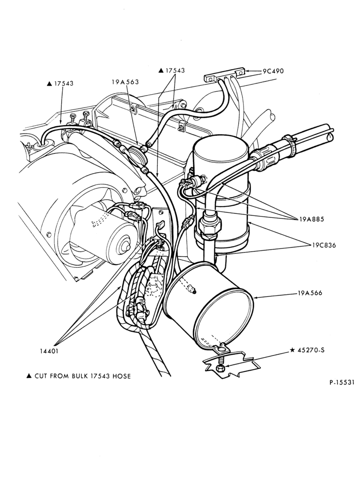 Схема AIR CONDITIONING-Compressor Installation  - built  - integral vacuum hoses-6 and 8 cyl.-All