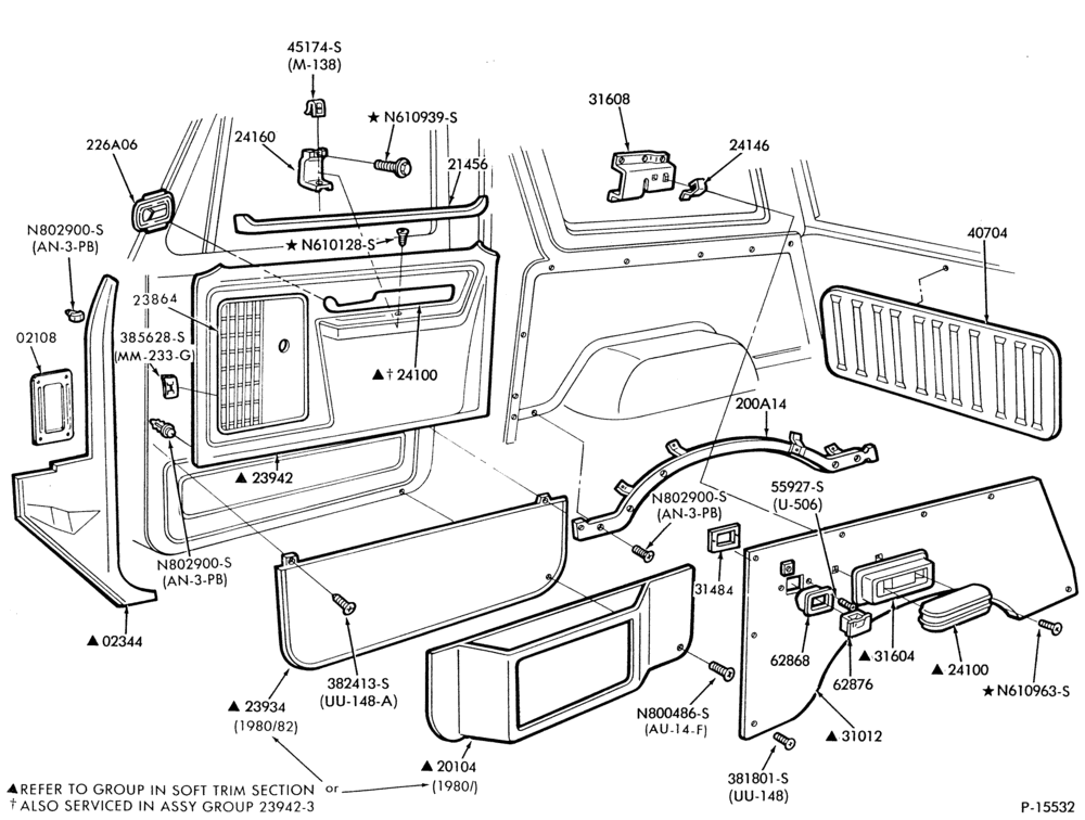 Схема TRIM-Interior trim parts  - panels- standard-U150