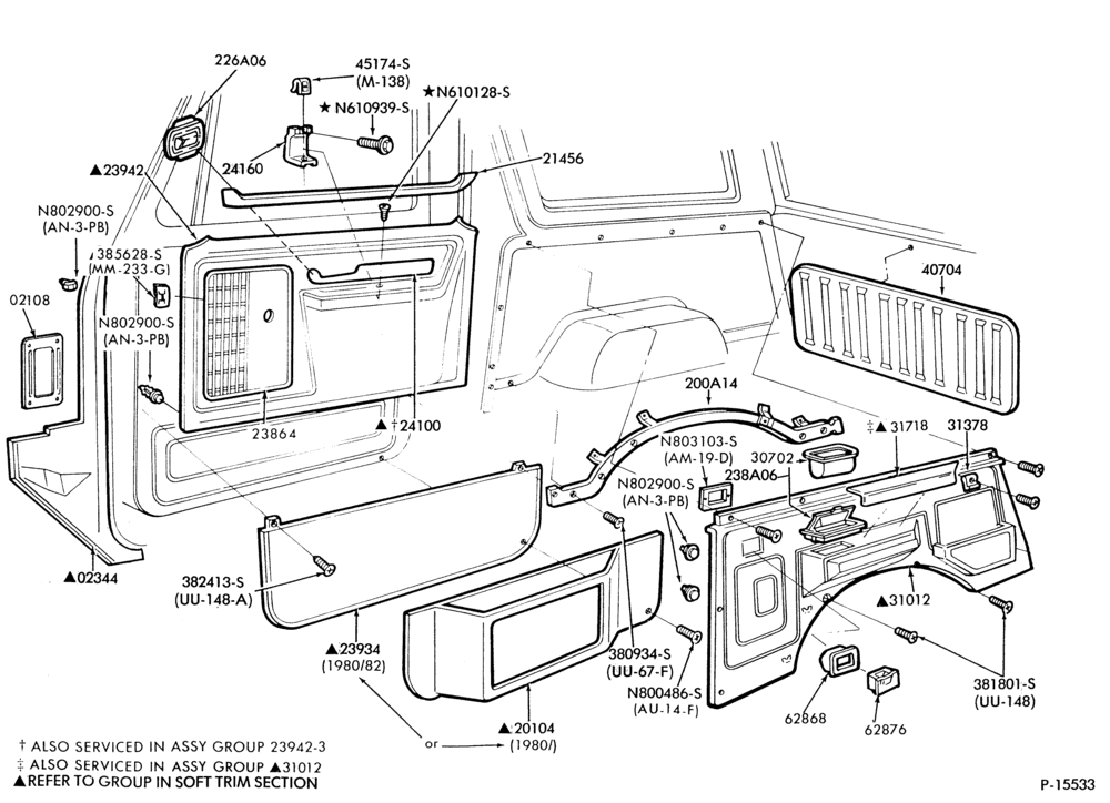 Схема TRIM-Interior trim parts - panels - decor group-U150