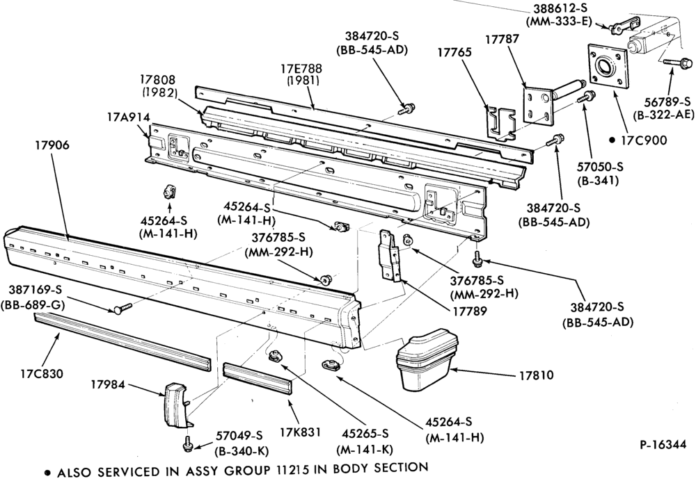 Схема SPEEDOMETER, BUMPERS, MIRRORS AND WIPERS-Bumper- rear - Page B
