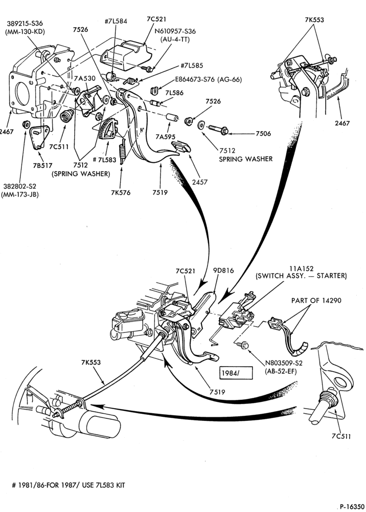 Схема EXTERNAL PARTS-Clutch pedal and related parts-All
