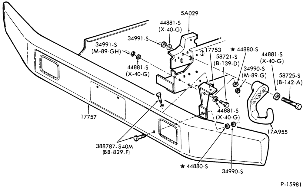 Схема BUMPERS-Bumper parts (front)-F600/800
