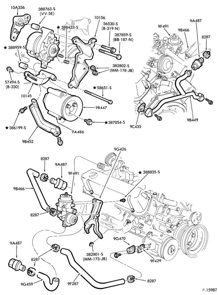 Схема 8 CYL. 5.0L (302 C.I.D.)-Thermactor emission (T/E)